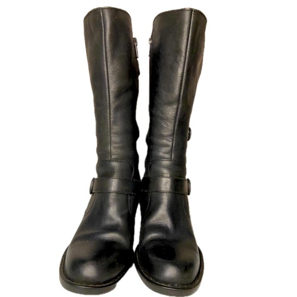 BORN Maleri Full Grain Leather Biker-Chic Boots Buckle Straps Side Zip Sz 9.5 - Picture 4 of 12